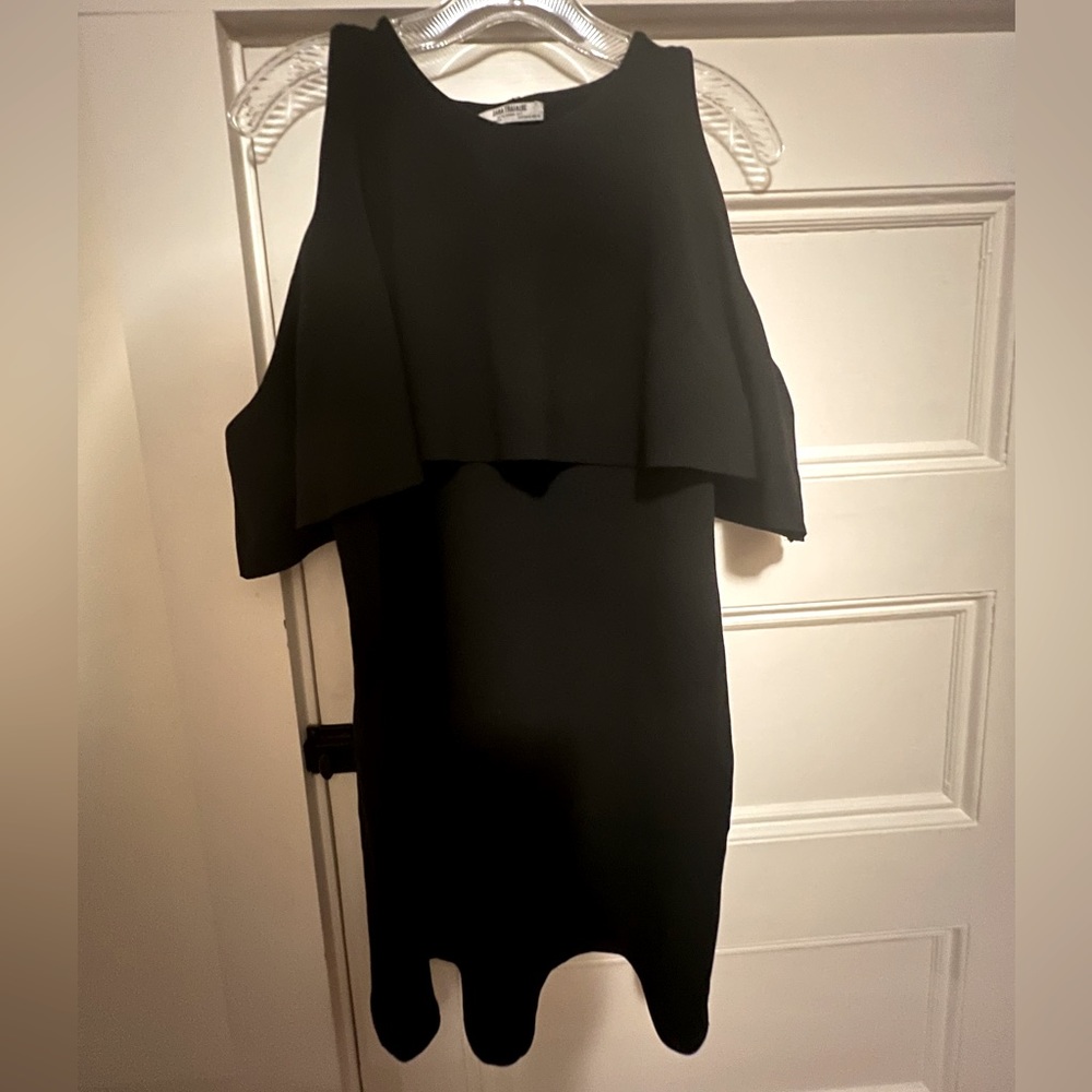 Zara Cutout Shoulder Mini Black Dress